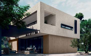 El fabricante presentará en Cersaie colecciones de texturas y colores de tendencia, orientadas a grandes proyectos residenciales y contract. En la imagen, HERMITAGE ARENA 1200x2600 + LIANA ROBLE