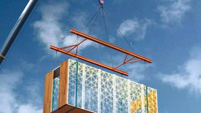 Imagen de archivo de la construcción de una vivienda idustrializada.