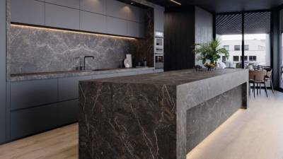 Coverlam Top, Breccia Imperiale (162x324 cm). Disponible en Coverlam (120x278, 120x120 y 60x120 cm).