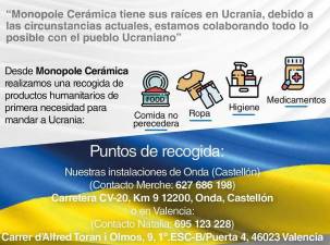 $!Monopole Cerámica apadrina en Onda la recogida de material humanitario para Ucrania
