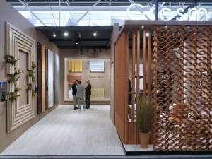 Detalles del espacio de Gresmanc Group en la reciente edición de Cersaie.