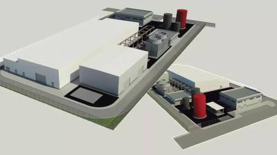 Simulación en 3D de la futura planta de hidrógeno verde de Onda, la primera fase de Orange.bat.