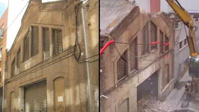 La nave industrial de 1925 en pleno derribo.