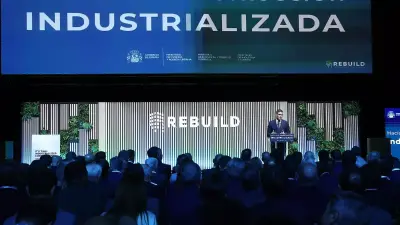 El presidente Pedro Sánchez durante la presentación del PERTE de la vivienda industrializada.