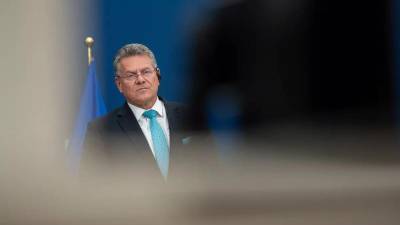 El comisario de Comercio y negociador de la UE con Estados Unidos, Maros Sefcovic, en una reciente rueda de prensa.
