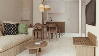 $!Recreación del interior de un apartamento del Core Suites Azor, que abrirá en Benicàssim a finales de este 2026.