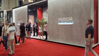 Imagen del estand comercial de Pamesa en Coverings 2023.