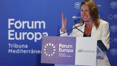 La alcaldesa de Castelló, Begoña Carrasco, durante su intervención este miércoles en el Fórum Europa.