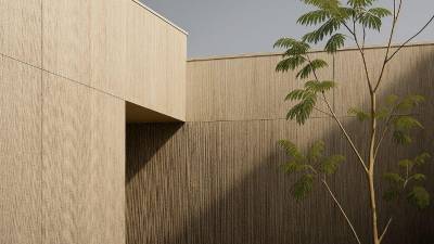 $!Neolith Serpeggiante en revestimiento de fachada.