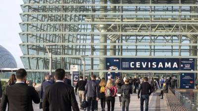 Vista de la puerta de acceso principal a Feria Valencia en la última edición de Cevisama.