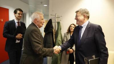 Josep Borrell y Ximo Puig, este martes en Bruselas.