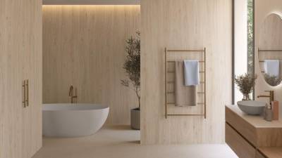 Halden Maple y Cala Beige, dos de las novedades de tendencia que presenta Cifre Cerámica.