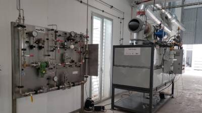 Cámara de combustión instalada en la Planta Piloto Hipocarbónica del ITC en donde se está llevando a cabo el proyecto H2togreenceramics.
