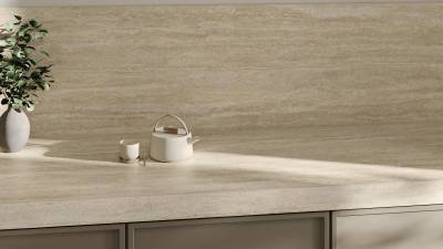 $!Neolith Colosseo en encimera y salpicadero de cocina.