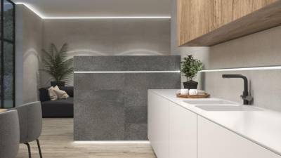Novotri Eclipse es un perfil polivalente, fabricado en aluminio que puede ser colocado como listel decorativo o rodapié minimalista, entre otros usos. *