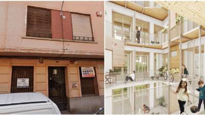 A la izquierda el aspecto actual de la vivienda; a la derecha, una infografía de su futuro diseño.