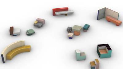 Render del proyecto ‘Seating experiments with Spanish ceramic tiles’.