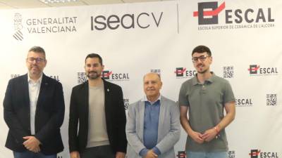 Isaac Nebot, Samuel Falomir, Juan José Montoro y Pablo Delgado, en la jornada organizada en la Escuela Superior de Cerámica de l’Alcora (Escal).