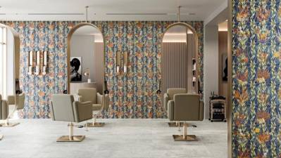 $!Salón de belleza con revestimiento de la colección Tropical de Aparici.