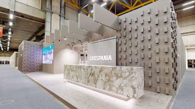 La entrada del estand de Grespania en Cersaie 2026.