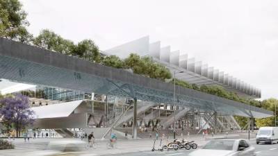 $!El Palacio Multifuncional y de las Comunicaciones de la Fira de Barcelona, donde ahora se ubica el Palacio de Congresos, diseñado por el chileno y Miquel Mariné.