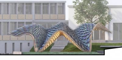 $!La estructura modular ensamblada de madera y cerámica permite su itinerancia internacional, con Milán como próximo destino previsto.