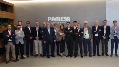 $!Fernando Roig, con los directivos de Pamesa Grupo Empresarial presentes en su comparecencia.
