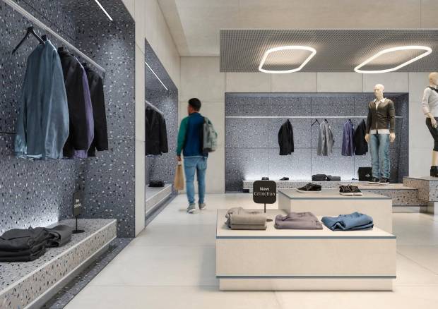 $!Ambiente de una tienda de moda y complementos embellecida con Novosuelo y Novopared Color Touch.