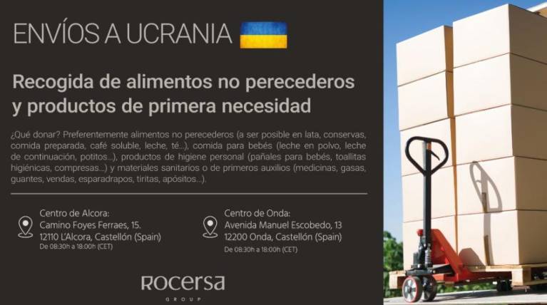 $!Rocersa Group se suma a la recogida de ayuda para Ucrania desde Onda y l’Alcora