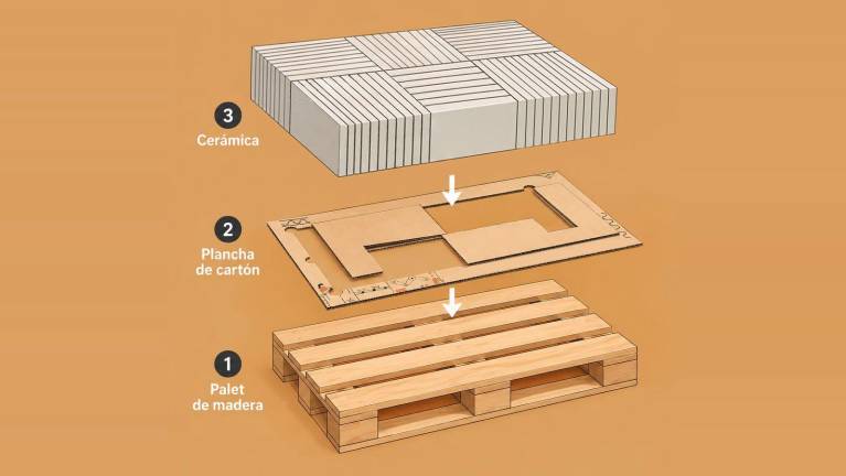 Grupo La Plana presenta Base2Pallet, una alternativa de cartón al porex para la paletización de cerámica