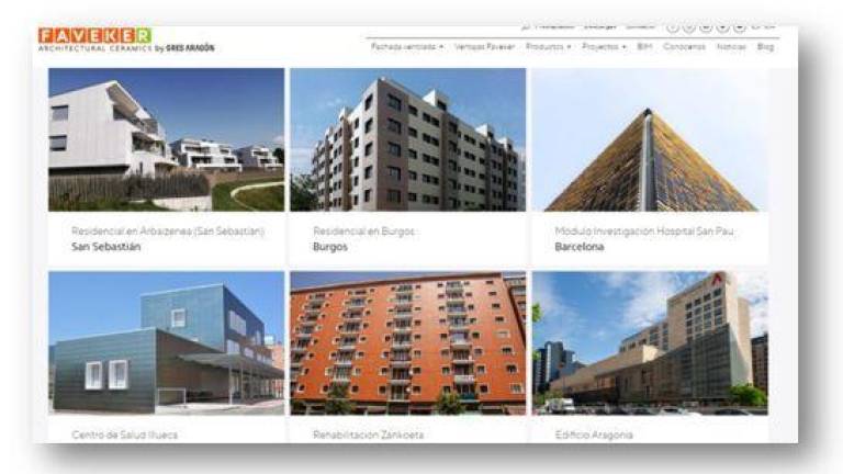 Gres Aragón estrena web de Faveker, su división de fachadas ventiladas