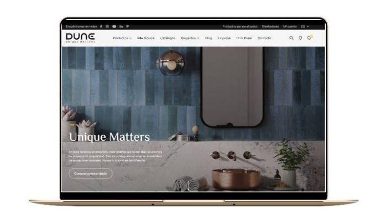 Dune Cerámica estrena su nueva página web