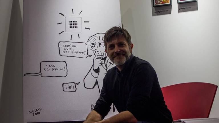 Paco Roca dibuja en una superficie inédita en Cevisama