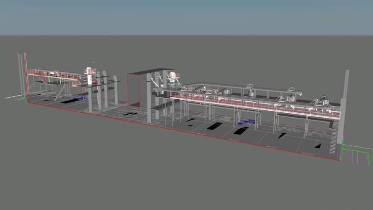 El proyecto en las instalaciones de Argenta se desarrolló sobre una base de escaneado láser 3D y modelado sobre nube de puntos.